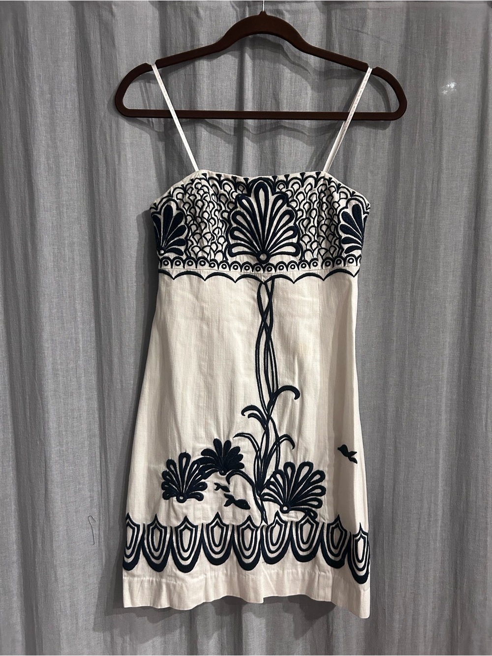 Lilly Pulitzer White Dress with Navy Embroidery